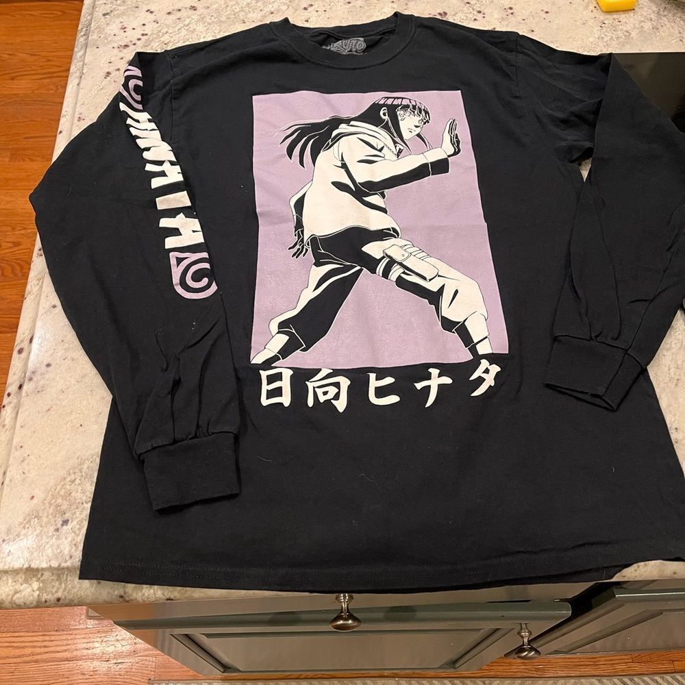 Naruto Shippuden Hinata Black Long Sleeve T-Shirt sz M